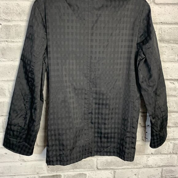 Aquascutum Vintage 80s Short Trench Coat Black Check Mid Mac Jacket - Picture 8 of 16